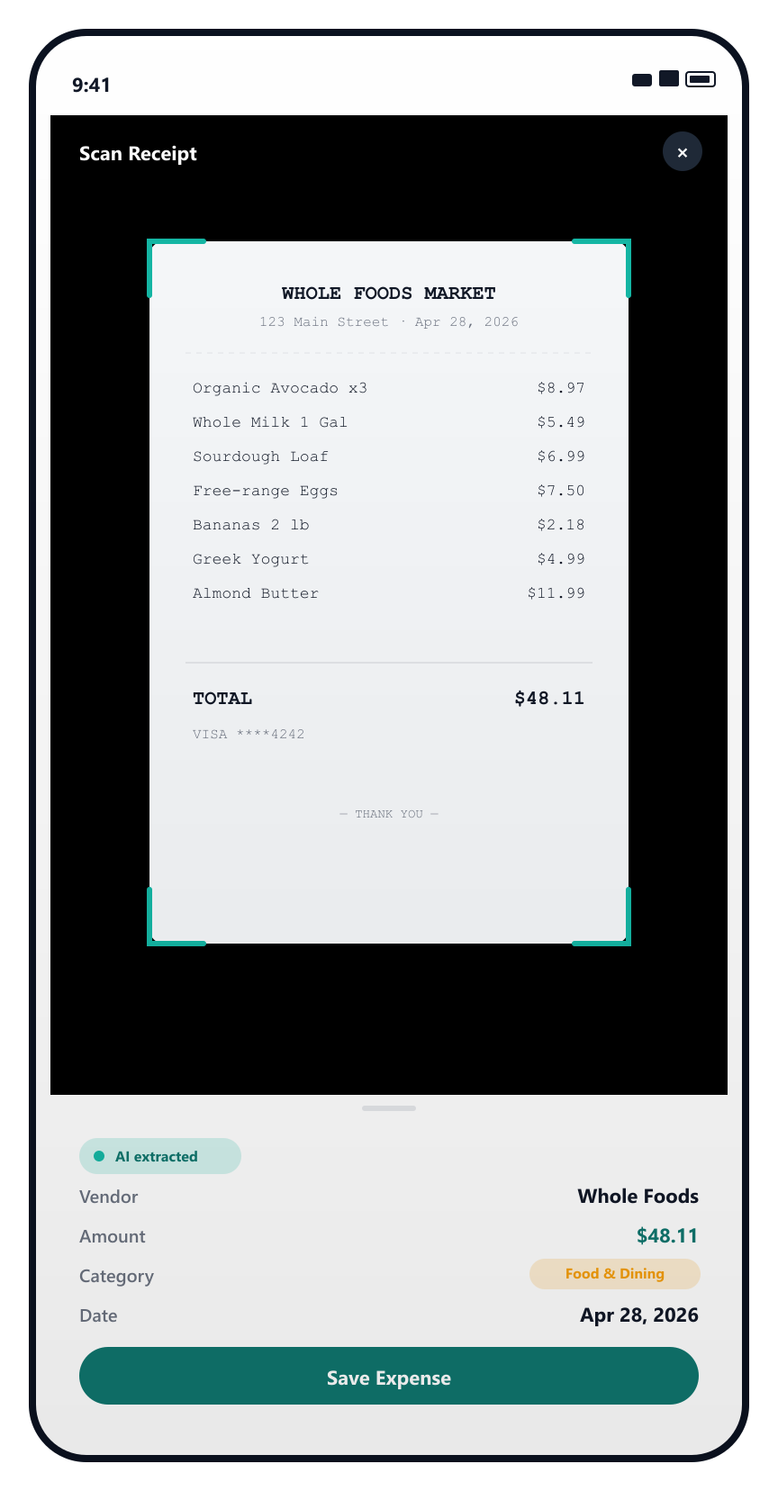 AI Receipt Scanner Screenshot